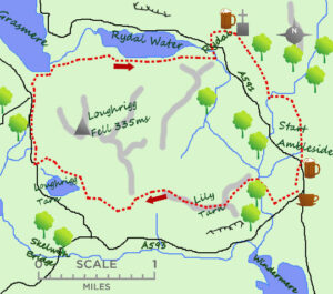 Loughrigg Tarn Fell Map - Lake District days out