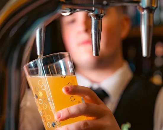 Pulling a pint in the bar