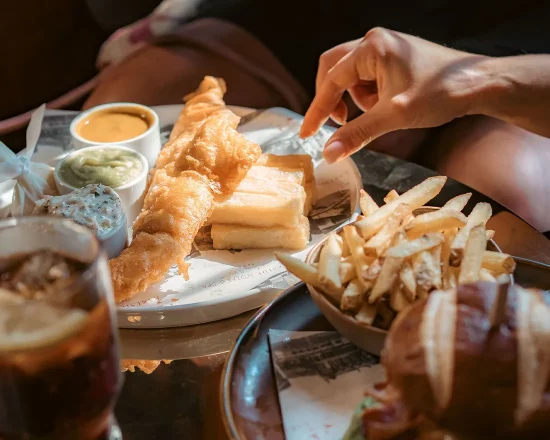 Pub food fish and chips