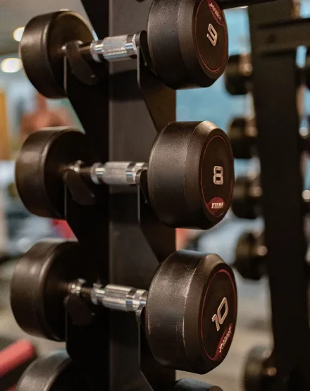 close up of free weights
