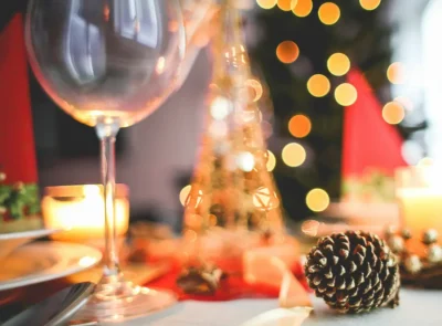 Table set for Christmas party